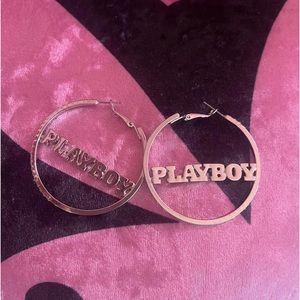**SOLD**🎀playboy bunny rhinestone hoop earrings🎀